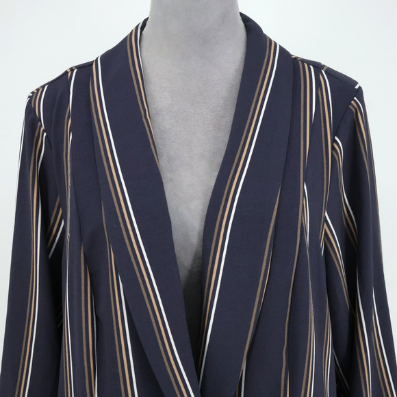 Torrid Jacket 3 Plus Size 3X Gray Striped Crop Open Shawl Collar Pockets Lined - Picture 7 of 15